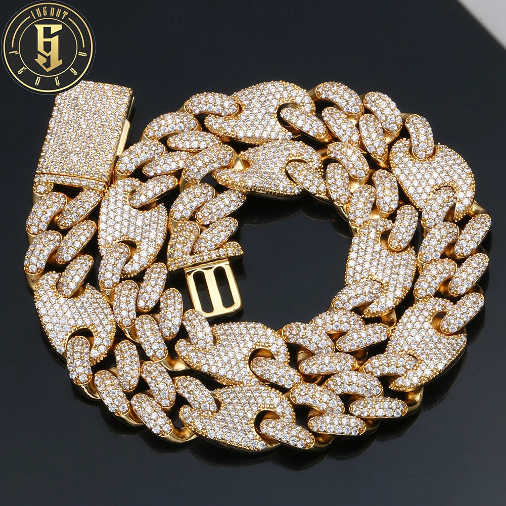 High Quality Prong Setting Cubic Zirconia Cuban Link Chain 15mm Hip Hop Necklace Men Brass Diamond Cuban Chain