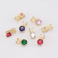18k Gold Plate Brass Charms Winter Party Fashion Pendant Colorful Gem Cute Rabbit Shape Pendant