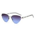 2024 China Wholesale Market Vendor Small Fashion Color Lenses Female Metal Frame Triangle Cat Eyes Sunglasses