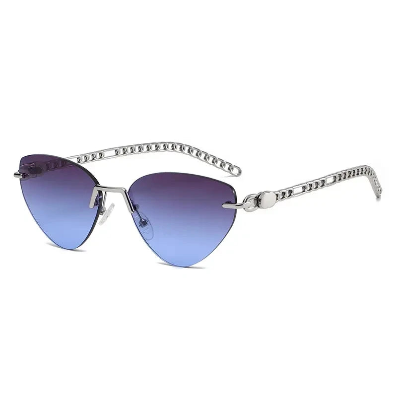 2024 China Wholesale Market Vendor Small Fashion Color Lenses Female Metal Frame Triangle Cat Eyes Sunglasses