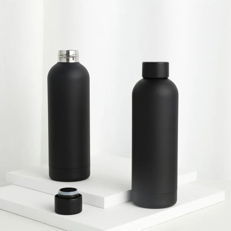 Custom Logo Luxury Matte Black 350ml to 1000ml Double-Walled Vacuum Sports Water Bottle Stainless Steel Tumbler for Gym Use C2