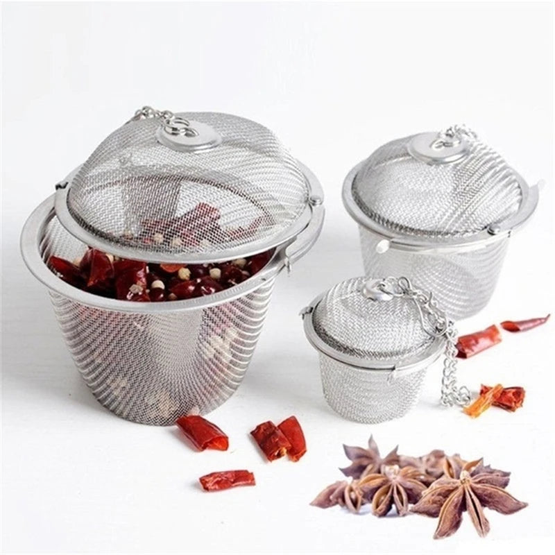 Reusable Stainless Steel Tea Ball Strainer Mesh Herbal Infuser Filter Teaware Leaf Spice Tea Strainer for Teapot Kitchen Tool