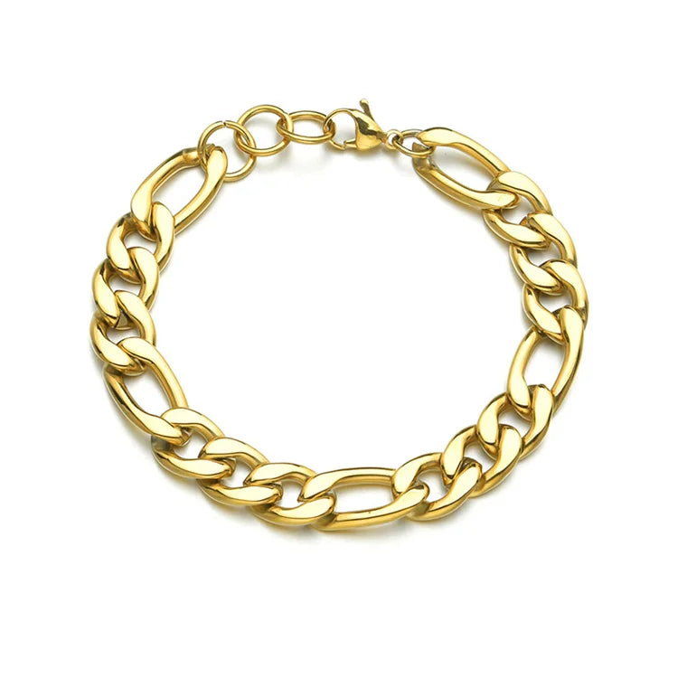 2021 Fashion Stainless Steel Chain Silver Gold Plated Figaro Chains Bracelets for Men and Women Jewelry