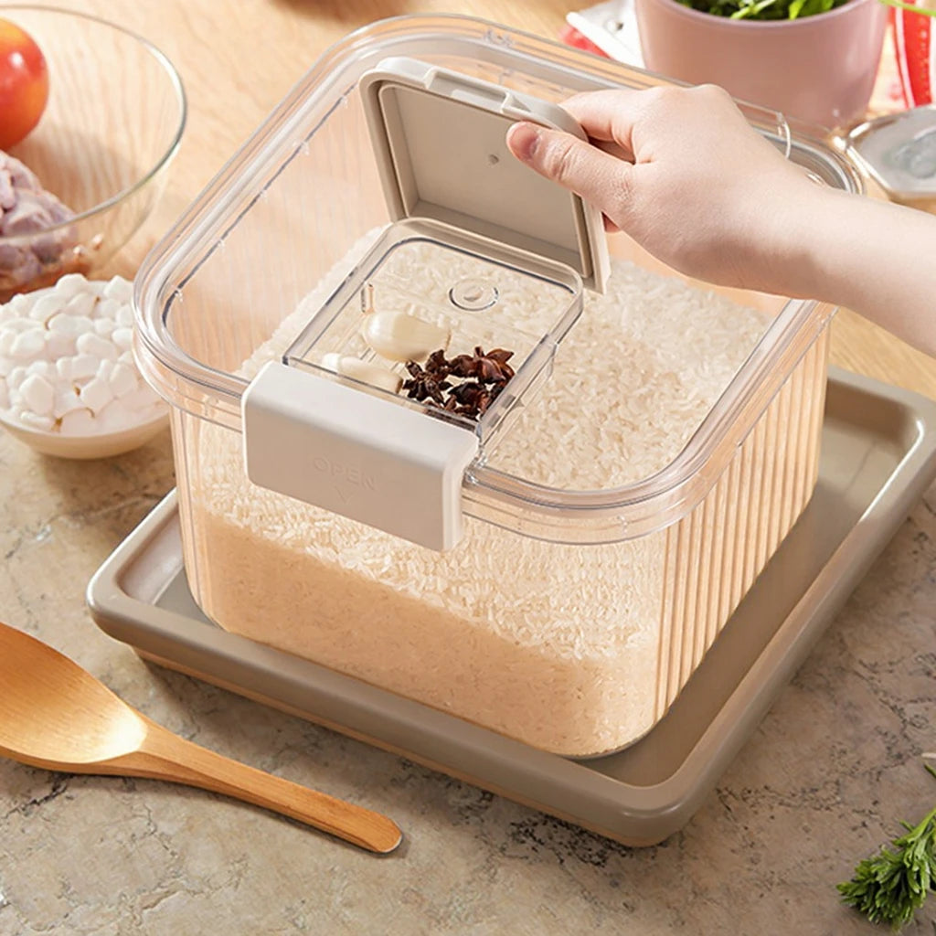 Eco-Friendly Plastic Rice Dispenser Storage Container Kitchen Organizer Food Preservation Plastic Box Kitchen Accessories