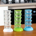 Vertical Rotatable Seasoning Box With Transparent Rotating Design Spice Box for Salt Jar Spoon Rotary Storage Rack Kitchen Tools