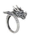 Sterling Silver 999 Ring Vintage Dragon Men's and Women's Open Ring Hiphop Jewelry