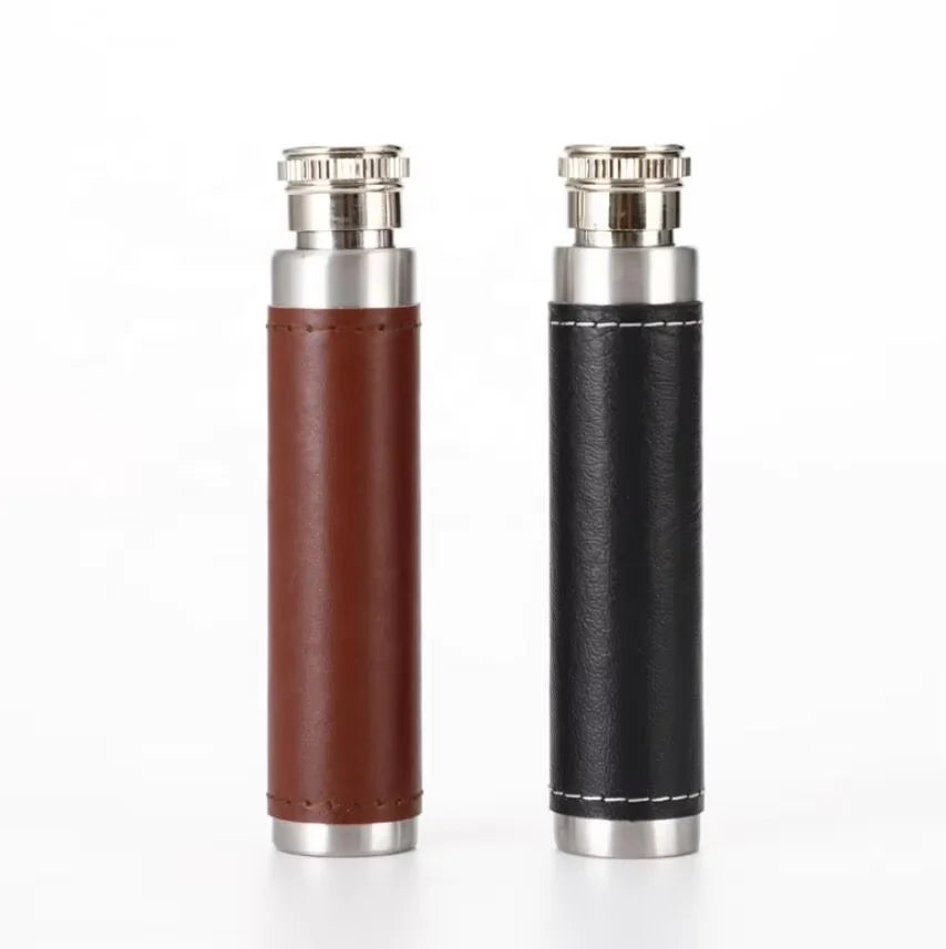 Portable Small Miniature Stainless Steel Whisky Water Bottle Water Bottle Easy to Take Out with Leather Sheath