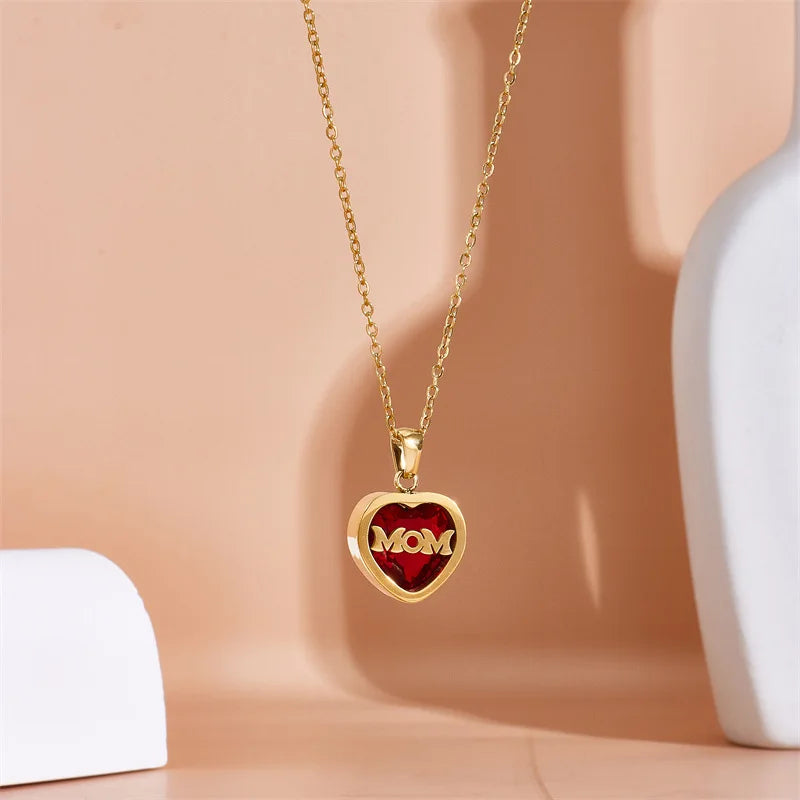 Custom Design Jewelry Fashion High-end Gold Plated love MOM Letter Pendant Zircon Necklace Mother's Day Gift Women Jewelry