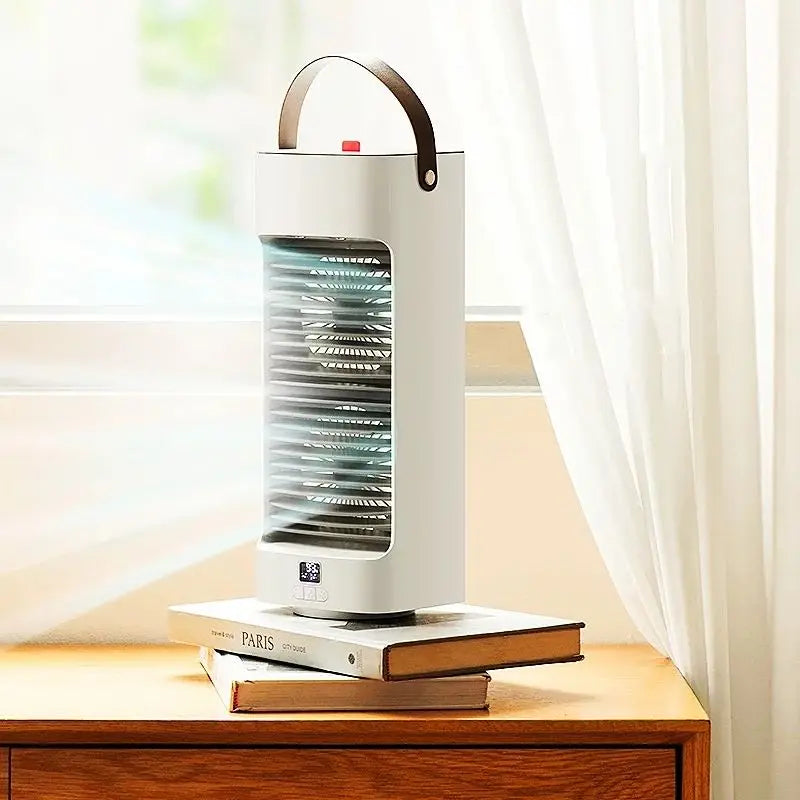 Dual Spray Portable Air Conditioner Fan 450ml  Rechargeable Air Cooling Fan Humidifier with Digital Display and Night Light