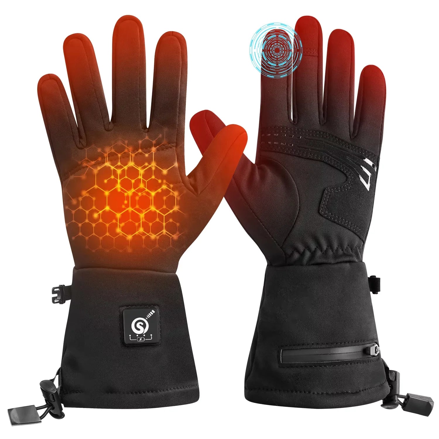 Fashionable Winter Waterproof Windproof Polyester Ski Gloves with USB Heating Touch-Screen Features for Snowboarding Wholesaling