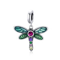 925 Sterling Silver Bead Shiny Dragonfly Charm Pendant Fit Original Bracelet Necklace DIY Woman Jewelry Accessory SCC1706