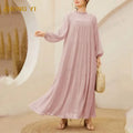 Clothing Factory Wholesale Custom Women Loose Ankle Length Solid Lantern Sleeve Bohemian Waist Casual Plus Size Dresses for Maxi
