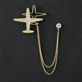 Men's Suit Guitar Eagle Pin Chain Brooch with Zircon Alloy Material Wedding Gift for Men