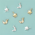 Unique Handmade 925 Sterling Silver Crescent Moon Star Gold Plated Charm Pendants for Jewelry Making