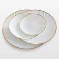 Kaly's Luxury Nordic Classic 12" & 10.5" Bone China Dinnerware Set Eco-Friendly White Gold Rim Plates for Weddings & Parties