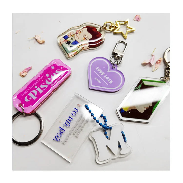 Wholesale Freely Make Your Own Custom LOGO Printed Acrylic Keychain Charms