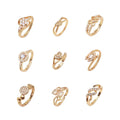 Fashion 18k Gold Plated CZ Rings Jewelry Engagement Zircon Women Rings Wedding Brass Copper Diamond Rings for Women Bijoux Femme