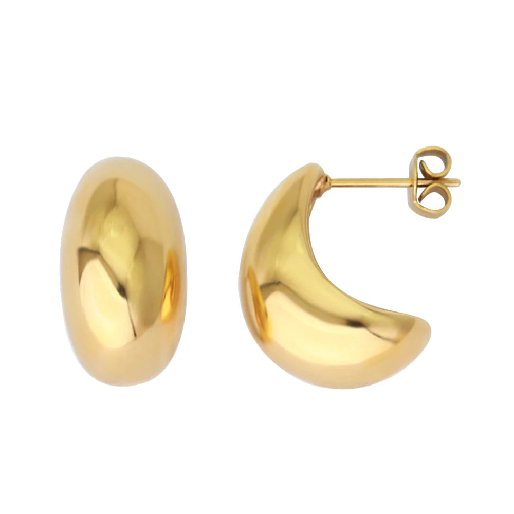 Tarnish Free Jewelry Hypoallergenic Droplet Waterdrop Dangle Drop Earring Stainless Steel Chunky Teardrop Gold Earring