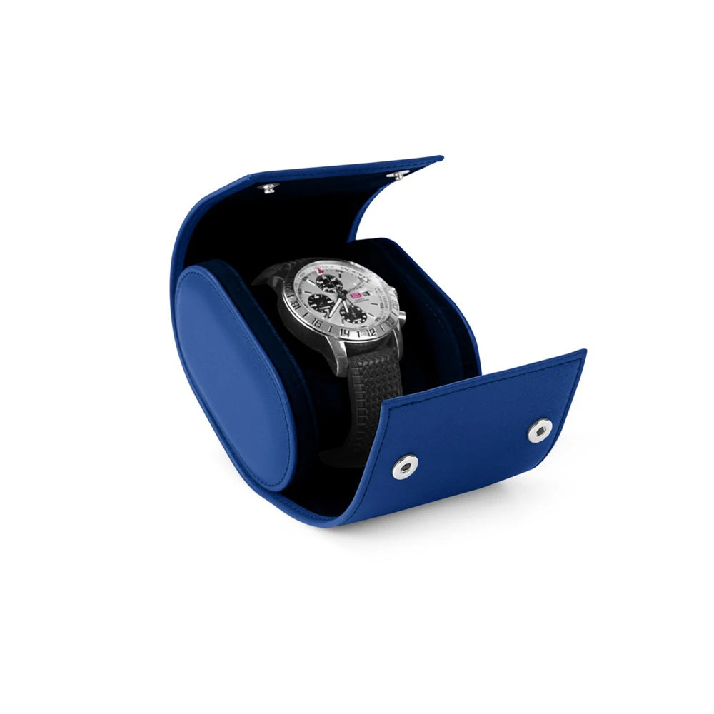 Customized Logo Luxury Minimalist Genuine Leather Single Watch Packaging Case Portable Travel Watch Roll Organizer Box