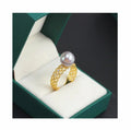 R1150 7-8mm Natural Freshwater Pearl Ring Accessory 925 Sterling Silver Adjustable Size Engagement Jewelry Ring for Women