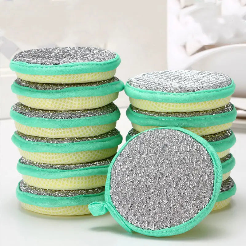Double-sided Polyester Eco-Friendly Kitchen Scouring Pad with Brush for Dish and Pan Cleaning Strong Cleaning Capacity