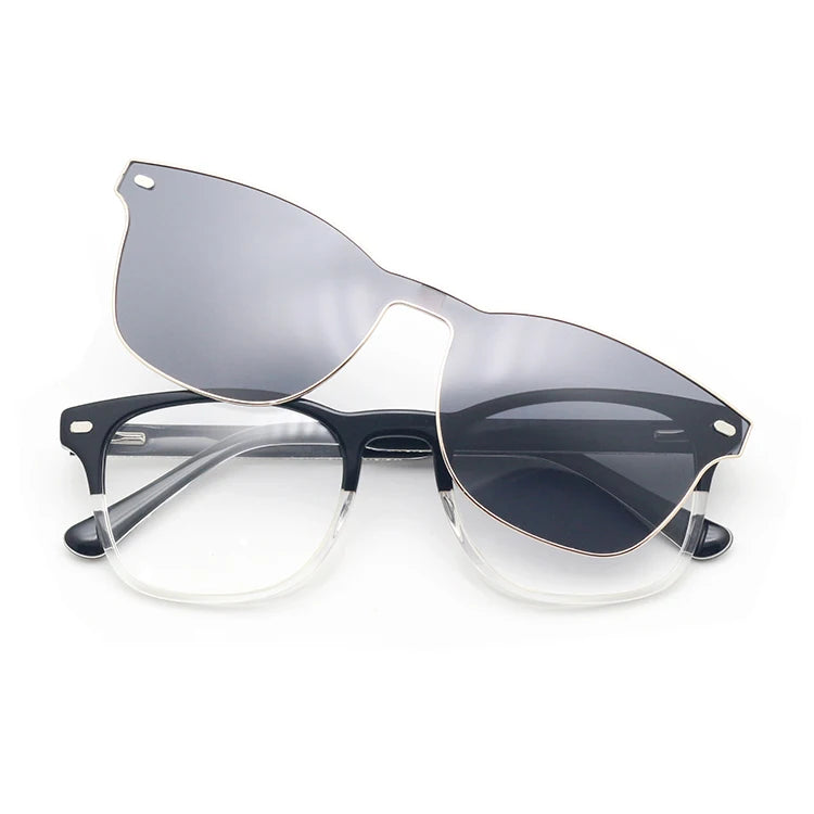 Luxury Retro Style Shade Custom logo Trendy square Women Vintage Polarized Clip on Sunglasses