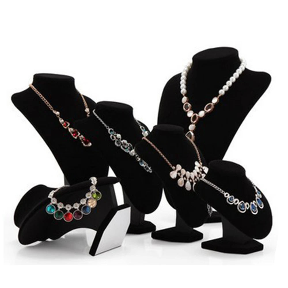 Wholesale Boutique Flat Velvet Necklace Bust Jewelry Display Tray Stand Black Grey and Black for Shop