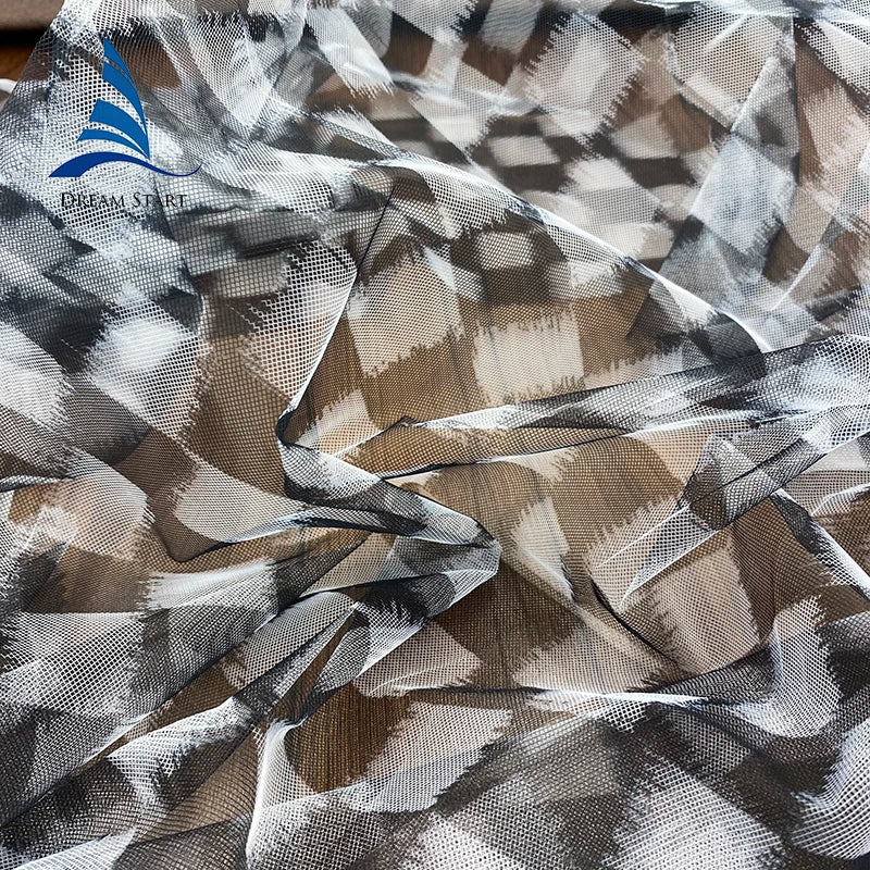 Wholesale 59\" Floral Printed Tulle Fabric 100% Polyester Custom Knitted Underwear for Girls for Weddings Sample Stock Available