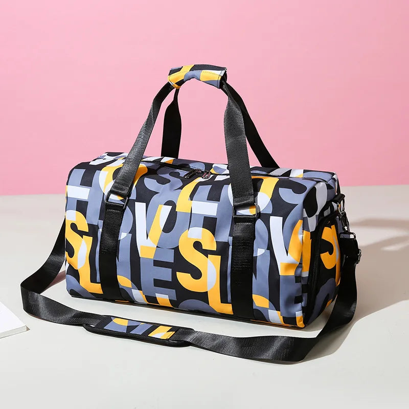 Women's Large Waterproof Travel Bag with Dry and Wet Separation New Fitness Boarding Luggage Handbag Fashion Pull Rod
