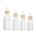 50ml Pearl White Round Glass Essential Oil Bottle with Dropper for Skin Care