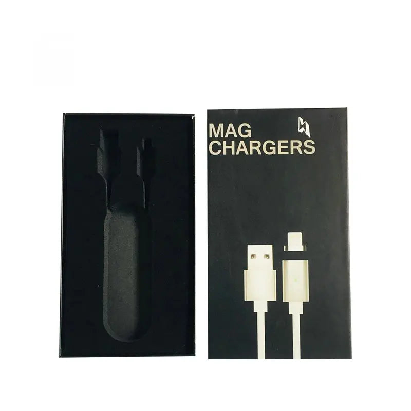 Black Removable Lid High-End Rigid Sponge Lined Gift Boxes for Charge Cable Premium Packingbox Electricity