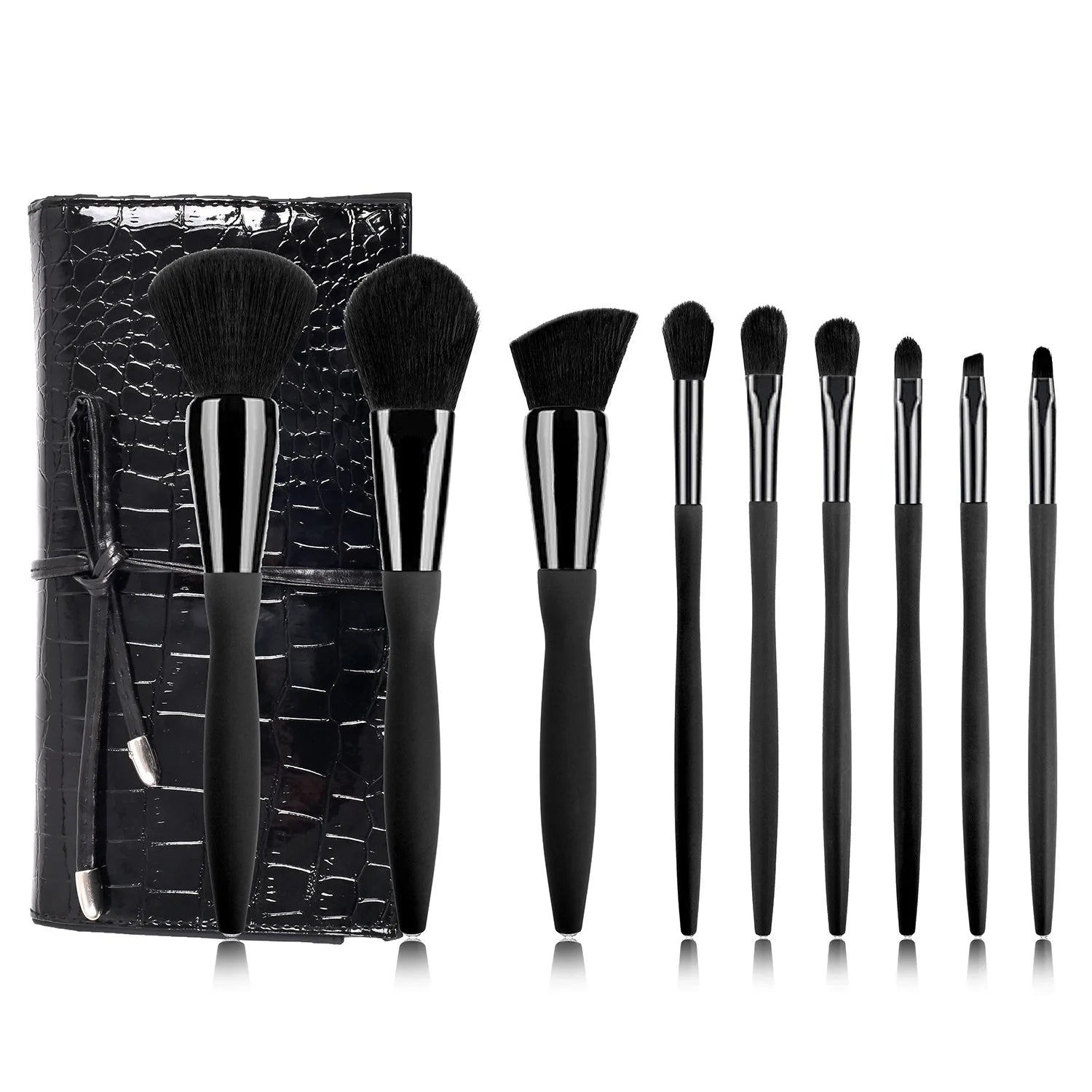 JDK 9 Pcs Professional Black Makeup Brushes Set Foundation Concealer Eyeshadow Brushes Portable Cosmetic Tools Mermaid Brushes
