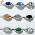 Natural Stone Gold Sunstone Malachite Aquamarine Ring for Women Crystal Quartz Gemstone Adjustable Amethyst Ring Jewelry