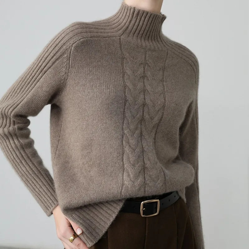 WJH 2023 Custom Casual Breathable Knitted Women's Sweater High Quality Wool Cashmere Long Sleeve Turtleneck Winter