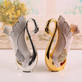 Stainless Steel Gold Creative Dinnerware Set Decorative Swan Base Holder with 6 Forks or 6 Spoons for Coffee Fruit Dessert