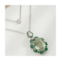 YBO High Quality Natural Green Crystal Green Cubic Zircon Pendants Geometric Oval Necklaces for Women Classic for Weddings