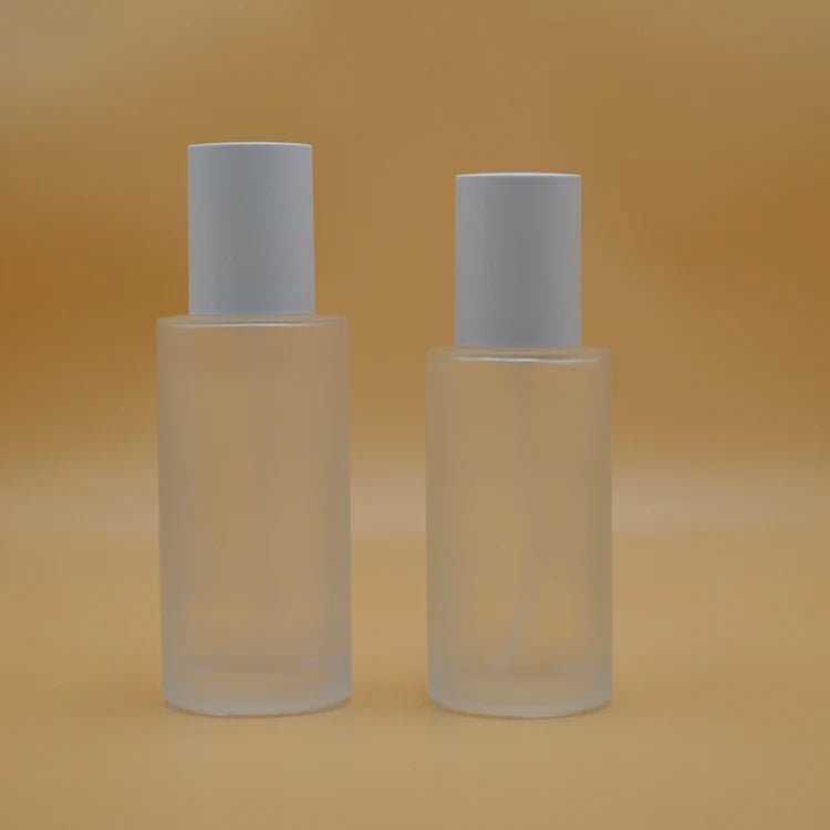 100ml 120ml Eco Friendly Recyclable Glass Pump Sprayer Cylinder Bottle Frosted Transparent Design Skin Care Serum Face Cream