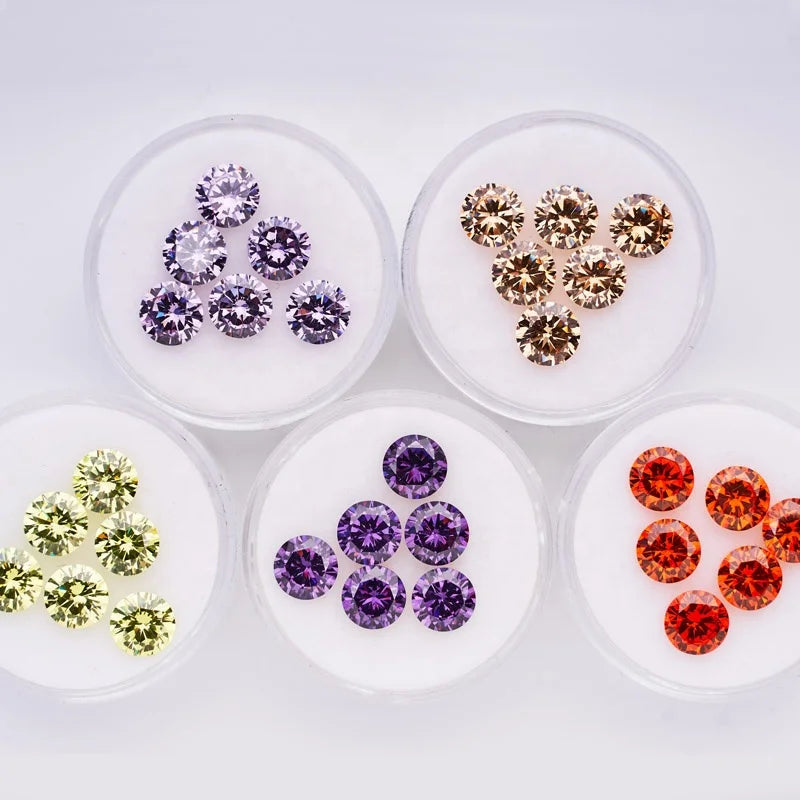 Wholesale Price 0.8~3mm Grade 5A Cz Jewelry Gems Brilliant Cut White Green Peridot Color Cubic Zirconia Loose Synthetic Gemstone