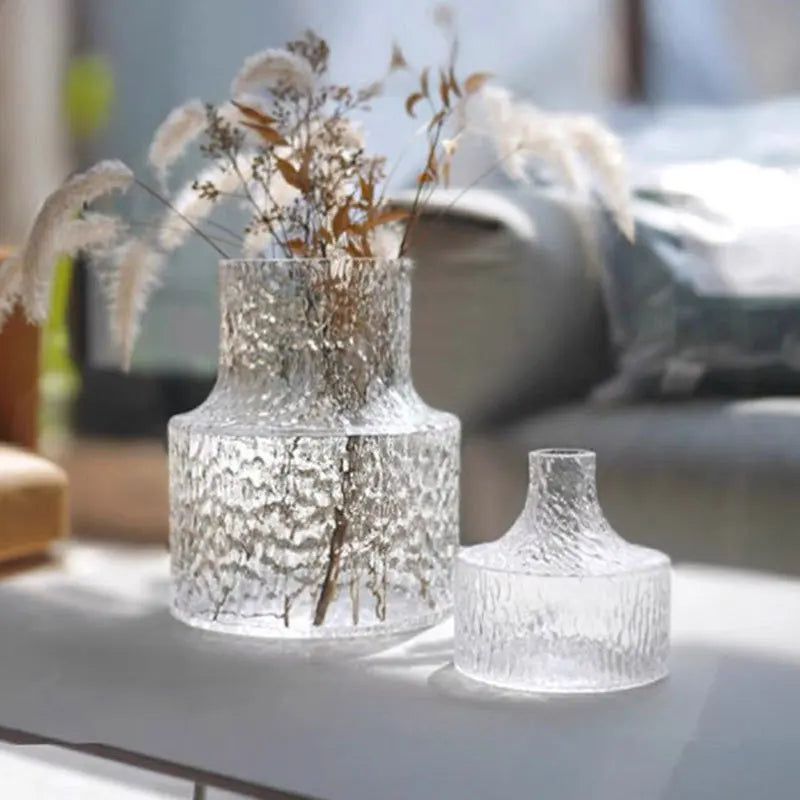 Dwax Home Finnish Glacier Contemporary Design Glass Wall Vase for Wedding Decor-Transparent Simple Light Luxury