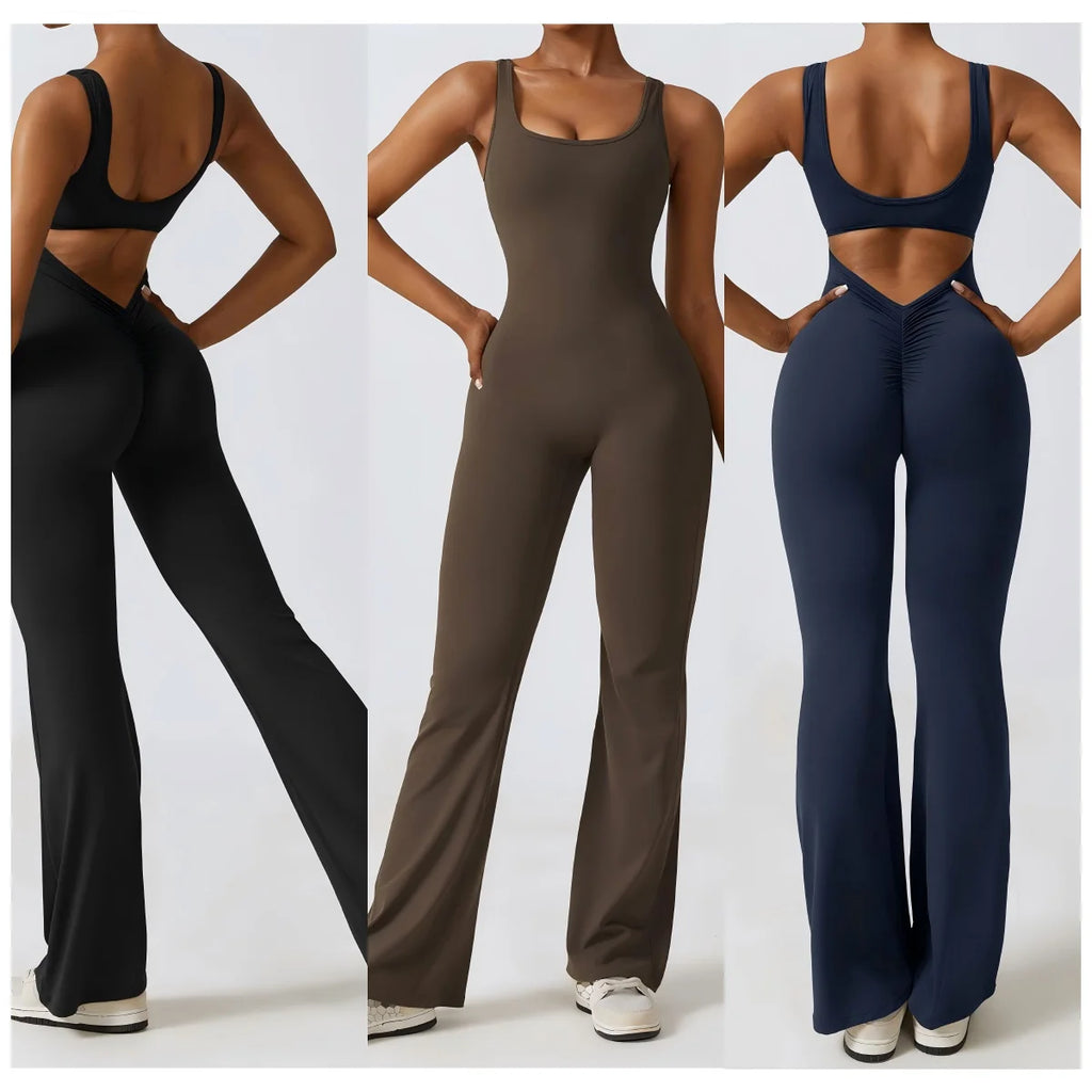 Women's Sports Bodysuit and Jumpsuit With Wide Leg Long Pants One Piece Design for Girls