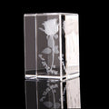 Shining Pujiang Factory K9 Crystal Rose Flower Laser Engraved Crystal Block 3d Laser Engraving Crystal Cube