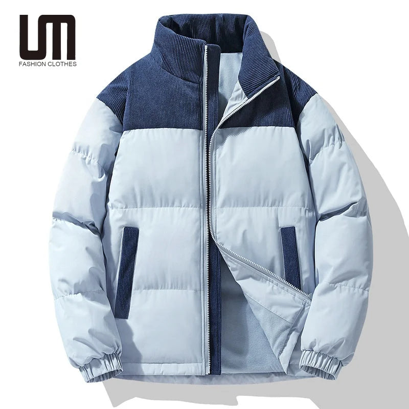 Clearance Sales Unisex Streetwear Winter Coat New Fashion Padded Polyester Cotton Stand Collar Oversize Parka Patchwork Design