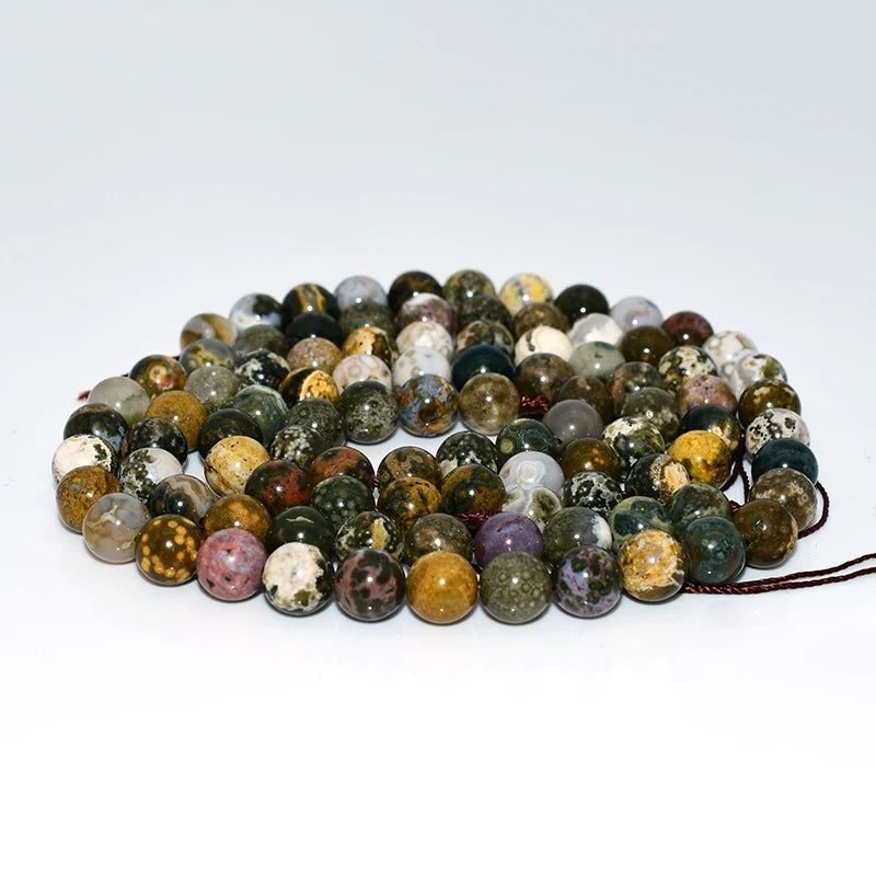 Wholesale 6/8/10mm Natural Ocean Agate Loose Gemstone Beads for DIY Jewelry
