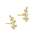 SP Korean Fashion Jewelry Silver 925 Sterling Women Zircon Leaf Earrings 925