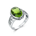 Jewels Vintage Style Antique Silver or Peridot Ring Oval Stone Rings for Women Jewelry Suppliers Shenzhen