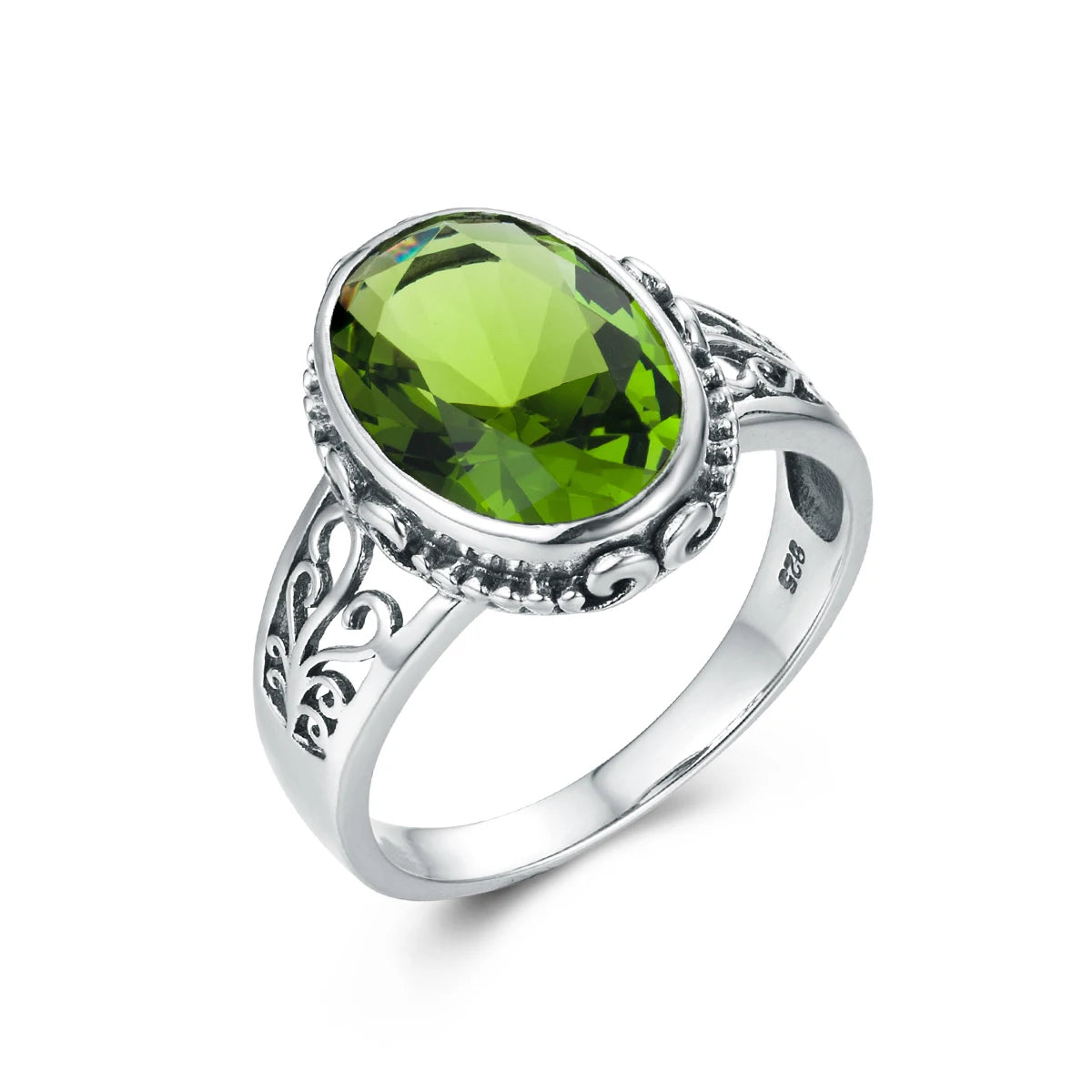 Jewels Vintage Style Antique Silver or Peridot Ring Oval Stone Rings for Women Jewelry Suppliers Shenzhen