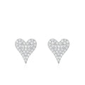 Romantic Heart Shape 925 Sterling Silver Earrings Full Diamond Rhodium Wedding/Anniversary Love Heart Stud Studs Valentine's Day