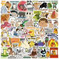 50Pcs Creative Animals English Phrases Graffiti Stickers for Laptop Bottle Decor Funny Words Sticker