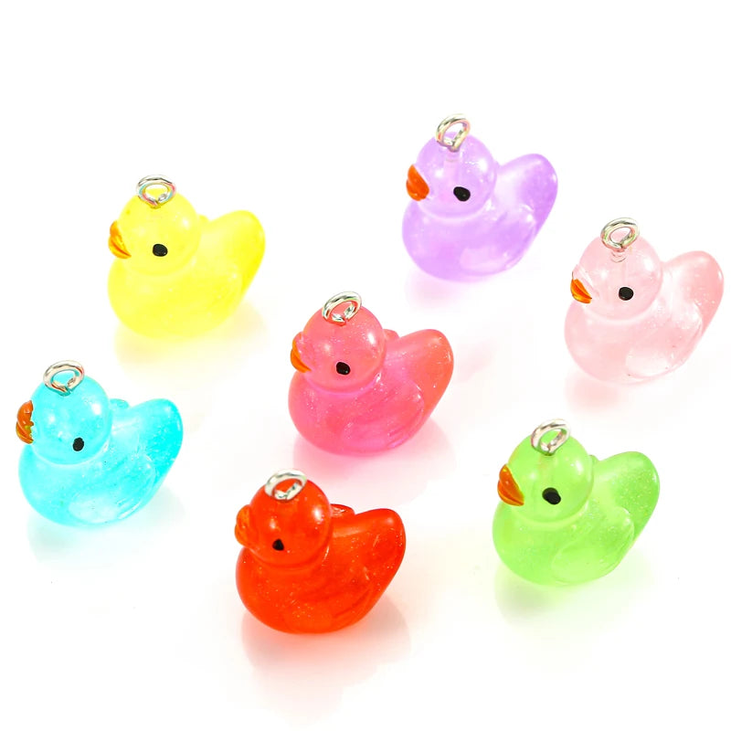 YuenZ 16X20MM 7 Color Noctilucent Duck Charms Resin Earring Diy Findings 3D Keychain Bracelets Pendant for Jewelry Making W243