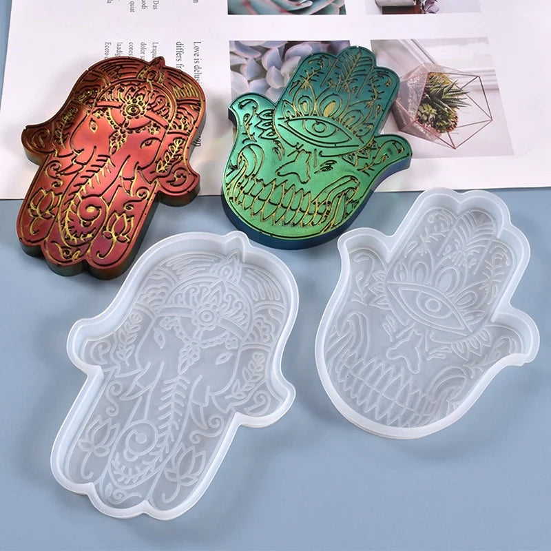 Hot Sale Hamsa Mold Palm Amulet Mold Epoxy Resin Hamsa Hand Silicone Mold